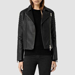All Saints Alder Biker Leather Jacket US size 4